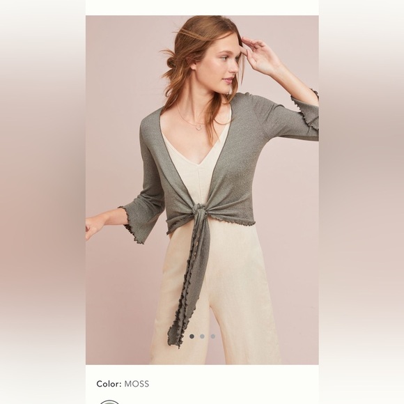 NWT new medium large Anthropologie Michael stars wrapped cardigan tie gray - Picture 1 of 13